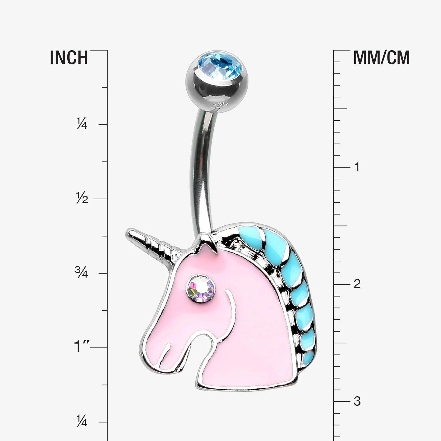 Stay Magical Unicorn Sparkle Belly Button Ring - Image 2
