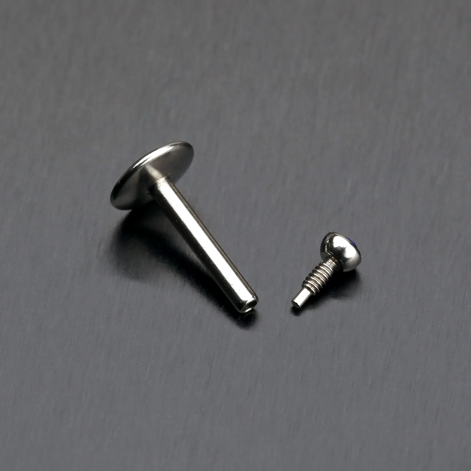Steel Gem Ball Internally Threaded Labret - Image 2