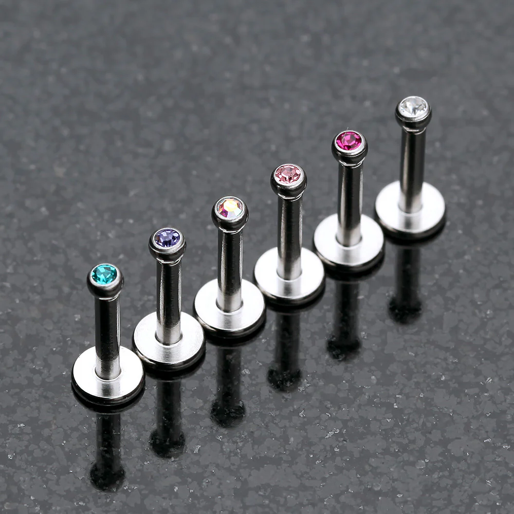 Steel Gem Ball Internally Threaded Labret - Image 3