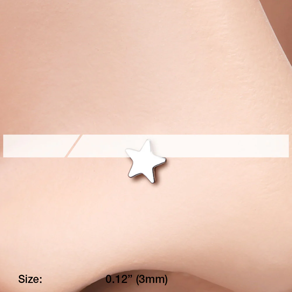 Steel Star Nose Stud Ring - Image 3