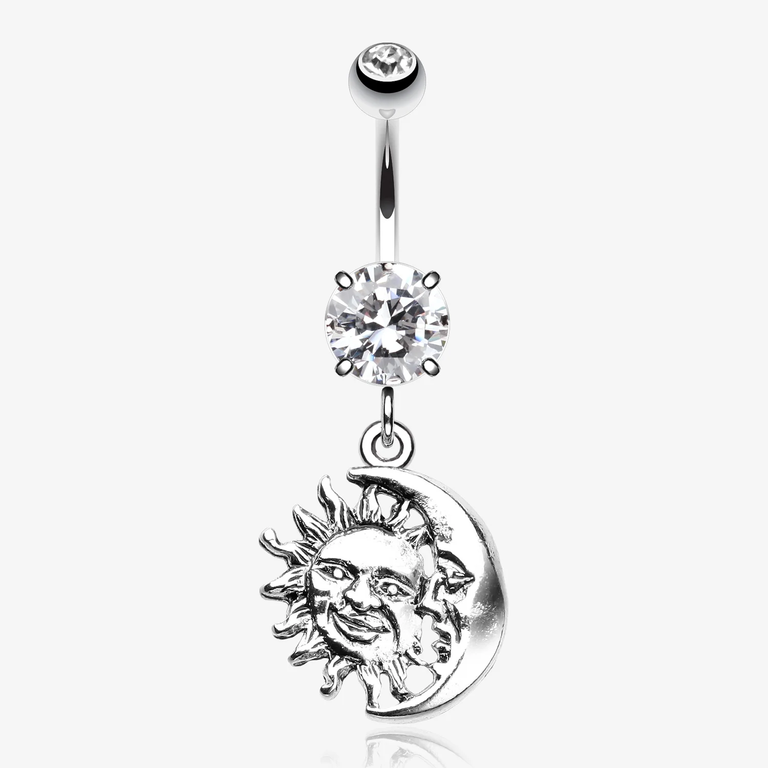 Sun & Moon Union of Opposites Belly Button Ring