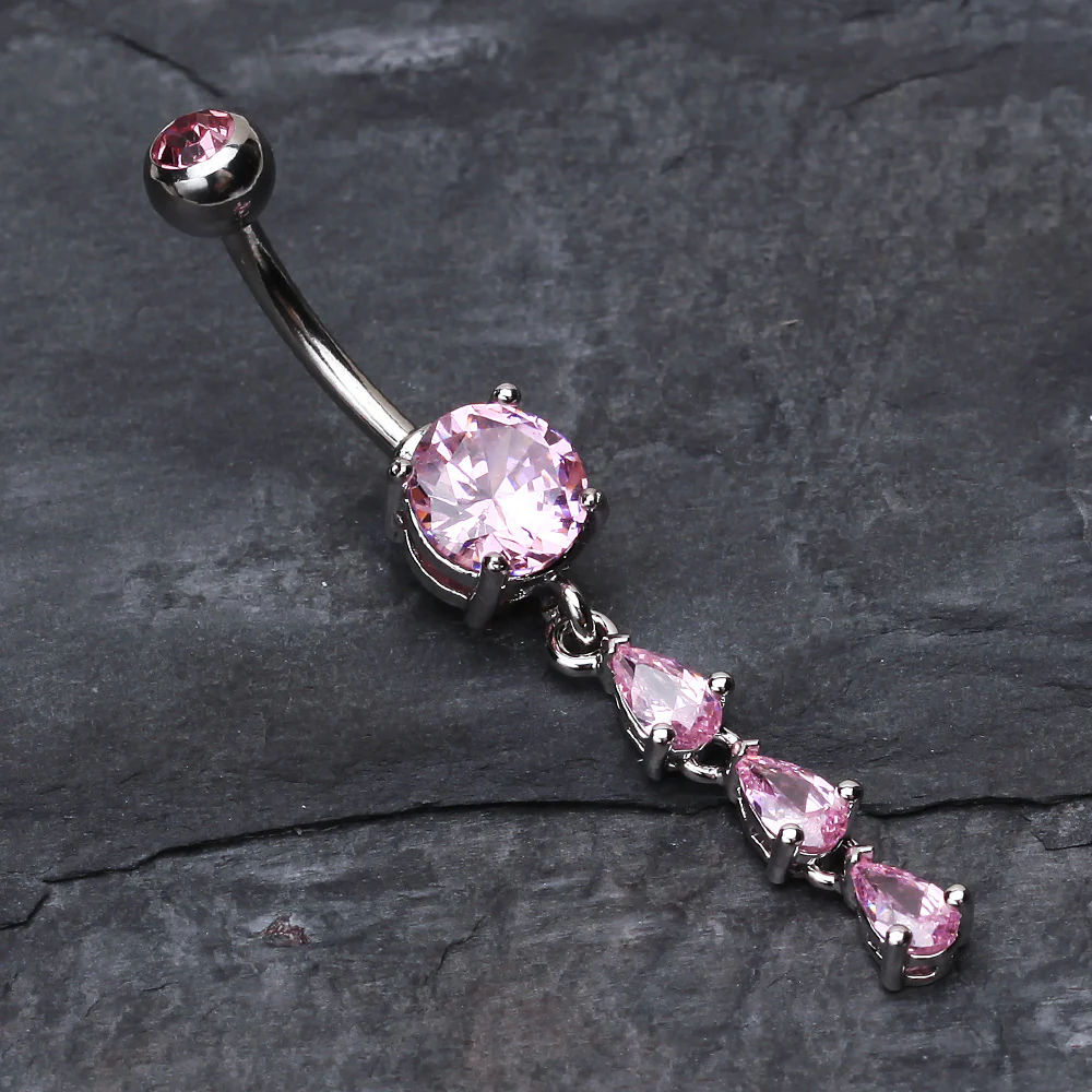 Sweet Cascading Gems Belly Button Ring - Image 3