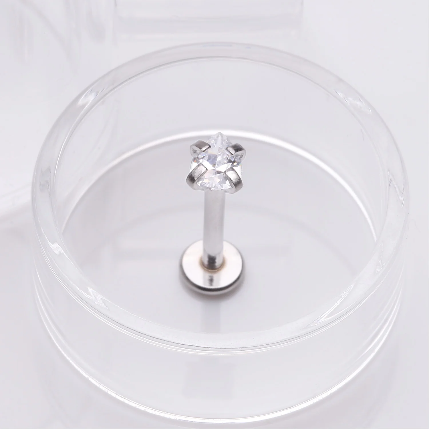 Teardrop Prong Set Sparkle Top Internally Threaded Labret Flat Back Stud - Image 2