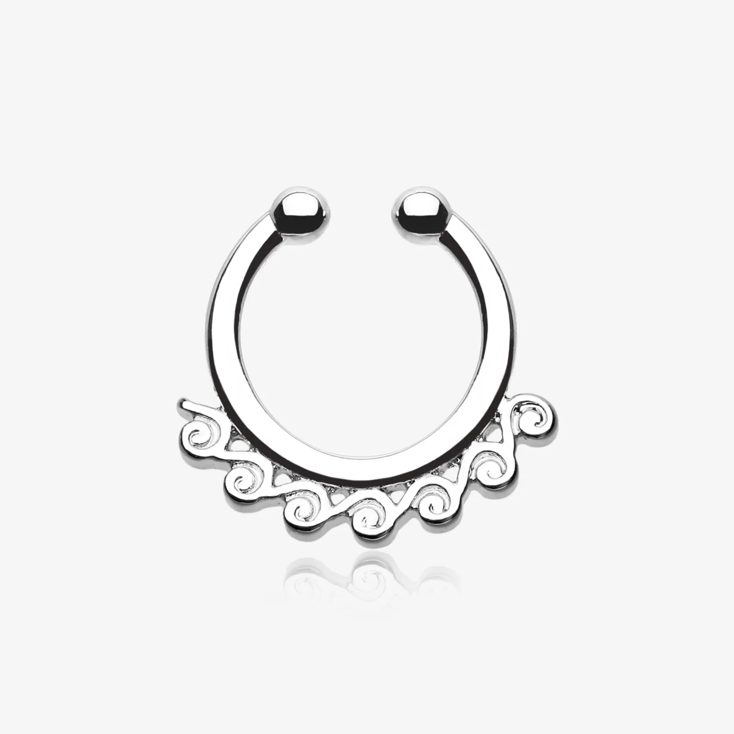 Tidal Wave Filigree Fake Septum Clip-On Ring