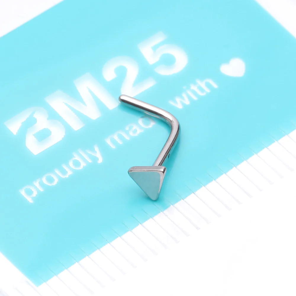 Triangle Plate Top Basic Steel L-Shaped Nose Ring - Image 4
