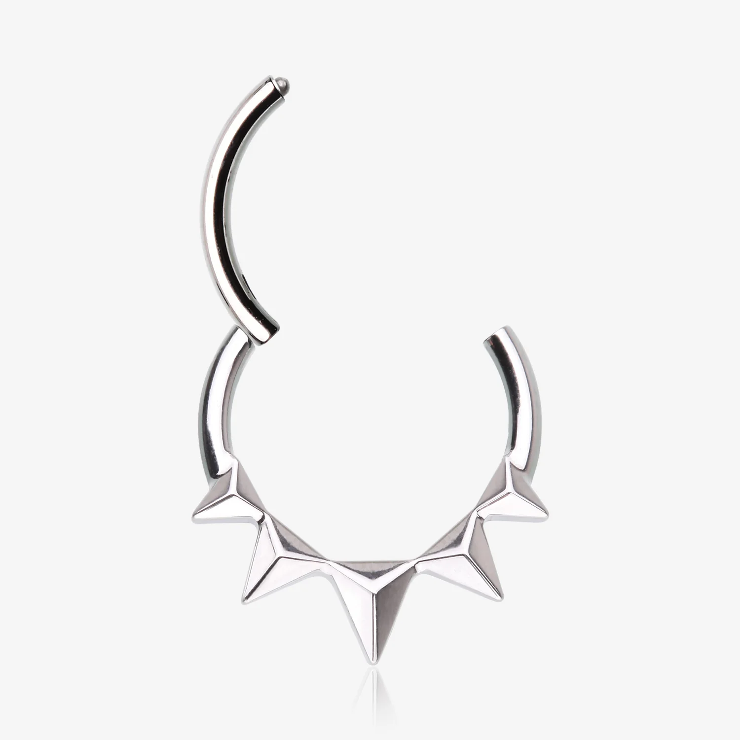 Triangle Pyramid Studded Spike Steel Clicker Hoop Ring - Image 2