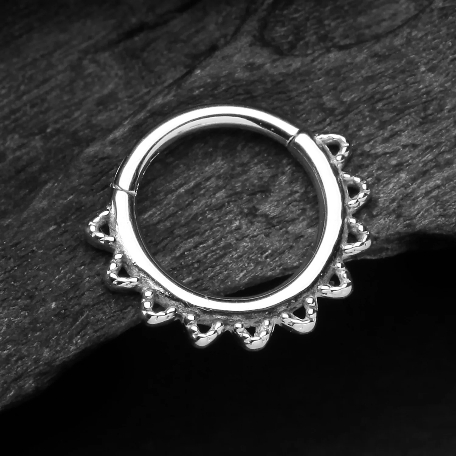 Tribal El Sol Clicker Hoop Ring - Image 2
