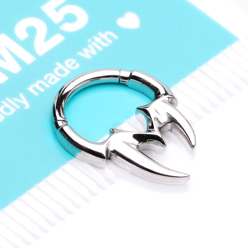 Tribal Inspired Vicious Fangs Clicker Hoop Ring - Image 5
