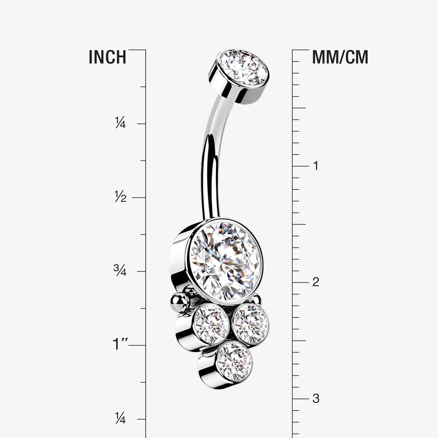 Trinity Bali Sparkle Internally Threaded Belly Button Ring - Image 2