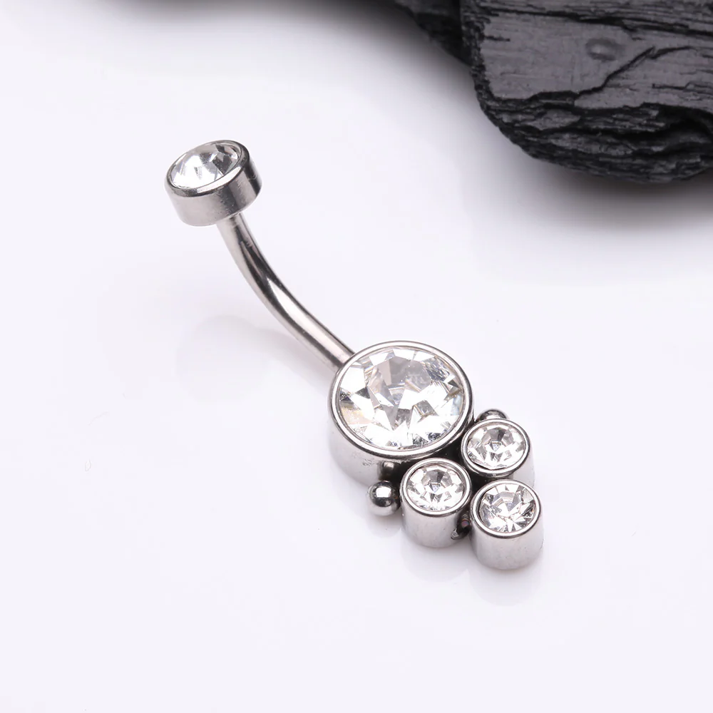 Trinity Bali Sparkle Internally Threaded Belly Button Ring - Image 3