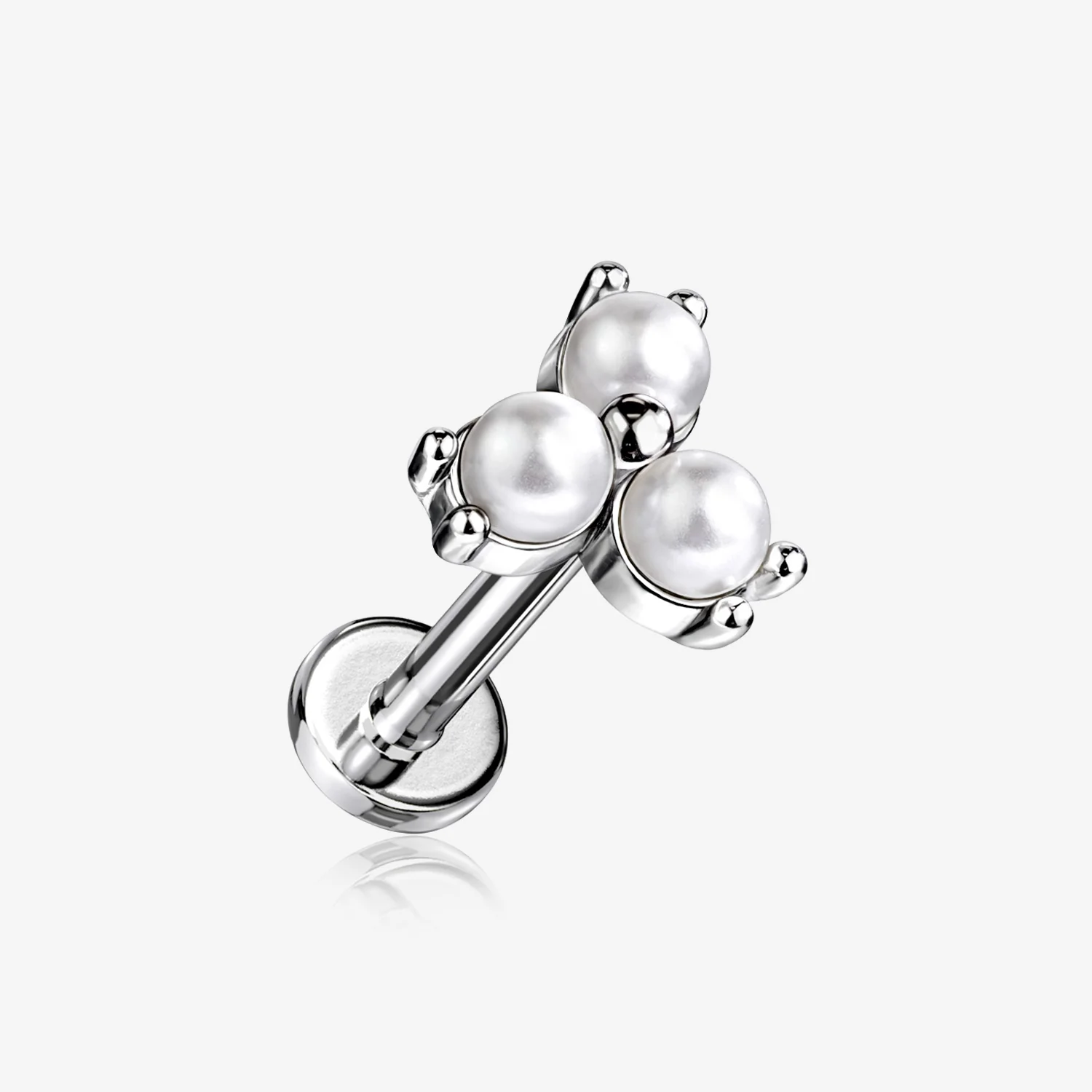 Trinity Pearlescent Luster Set Top Internally Threaded Steel Flat Back Stud Labret