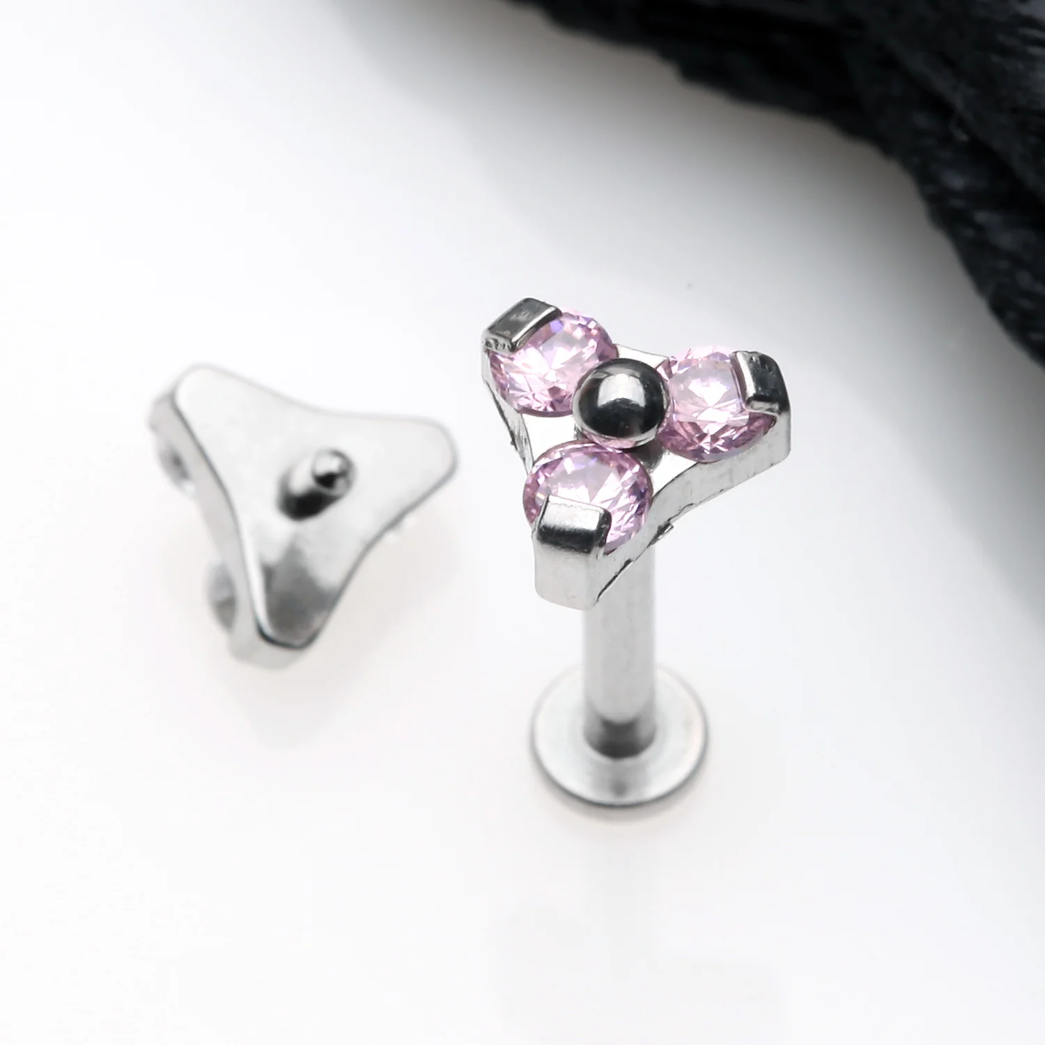 Trinity Sparkle Internally Threaded Steel Labret - Image 2