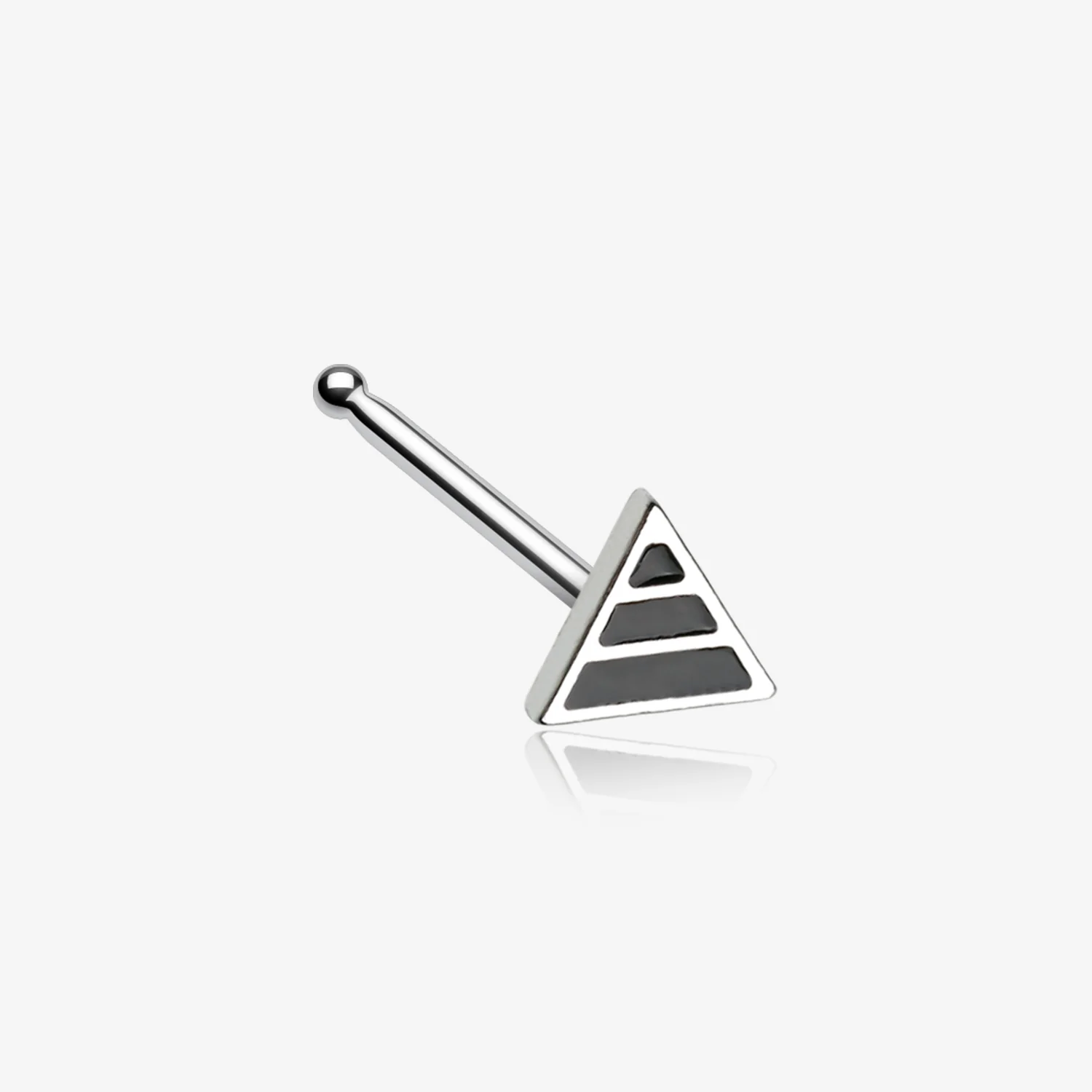 Triple Black Stripe Triangle Nose Stud Ring