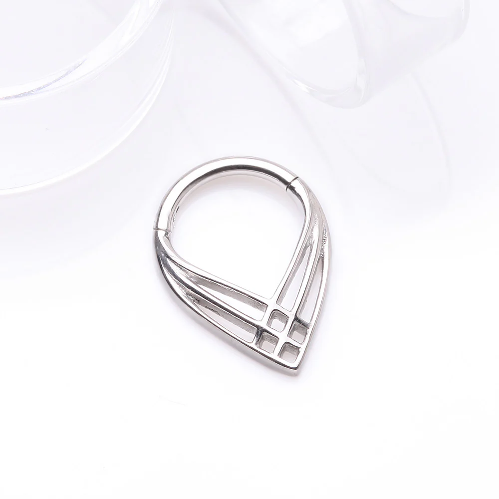 Triple Cross Weave Clicker Hoop Ring - Image 3