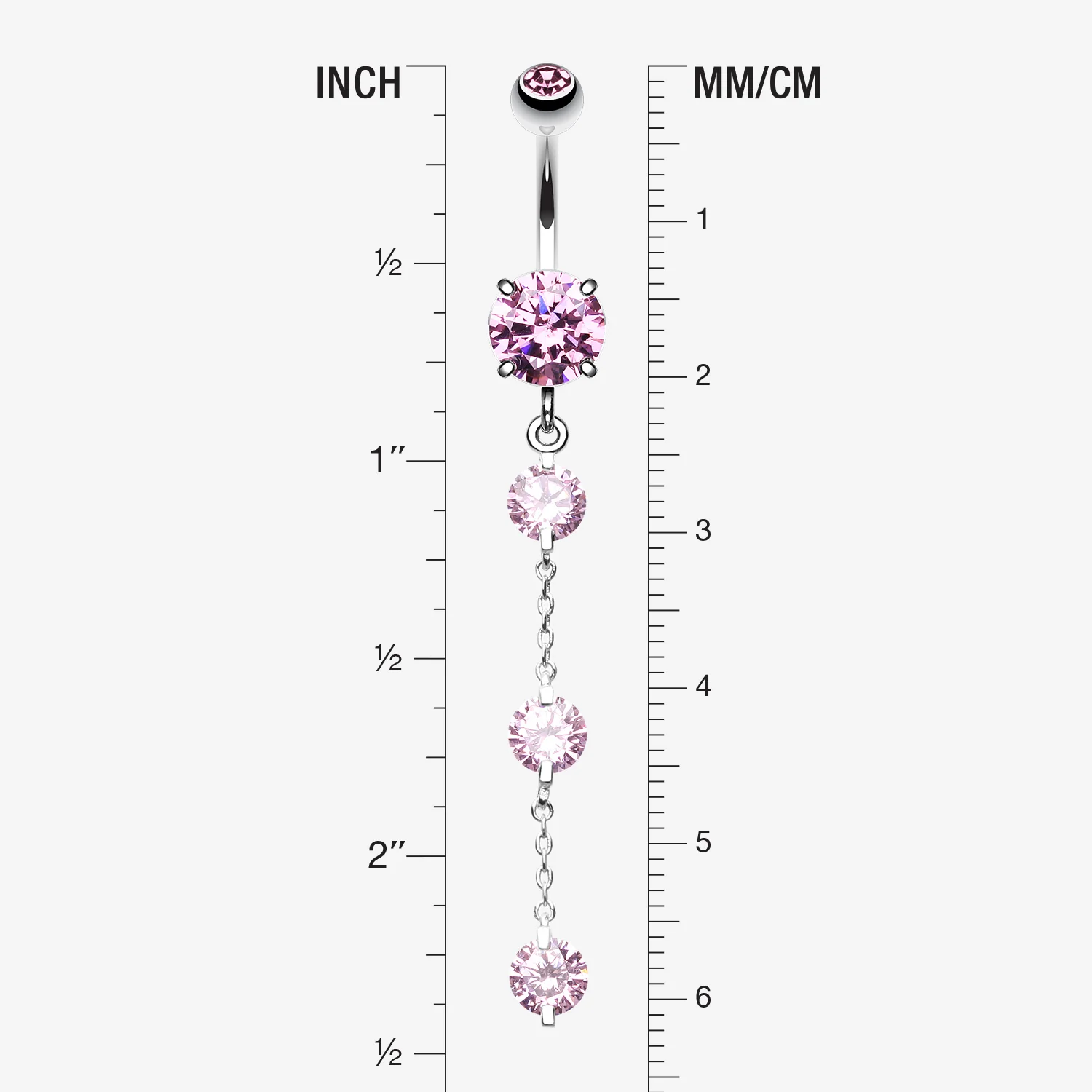 Triple Crystal Droplets Belly Button Ring - Image 2