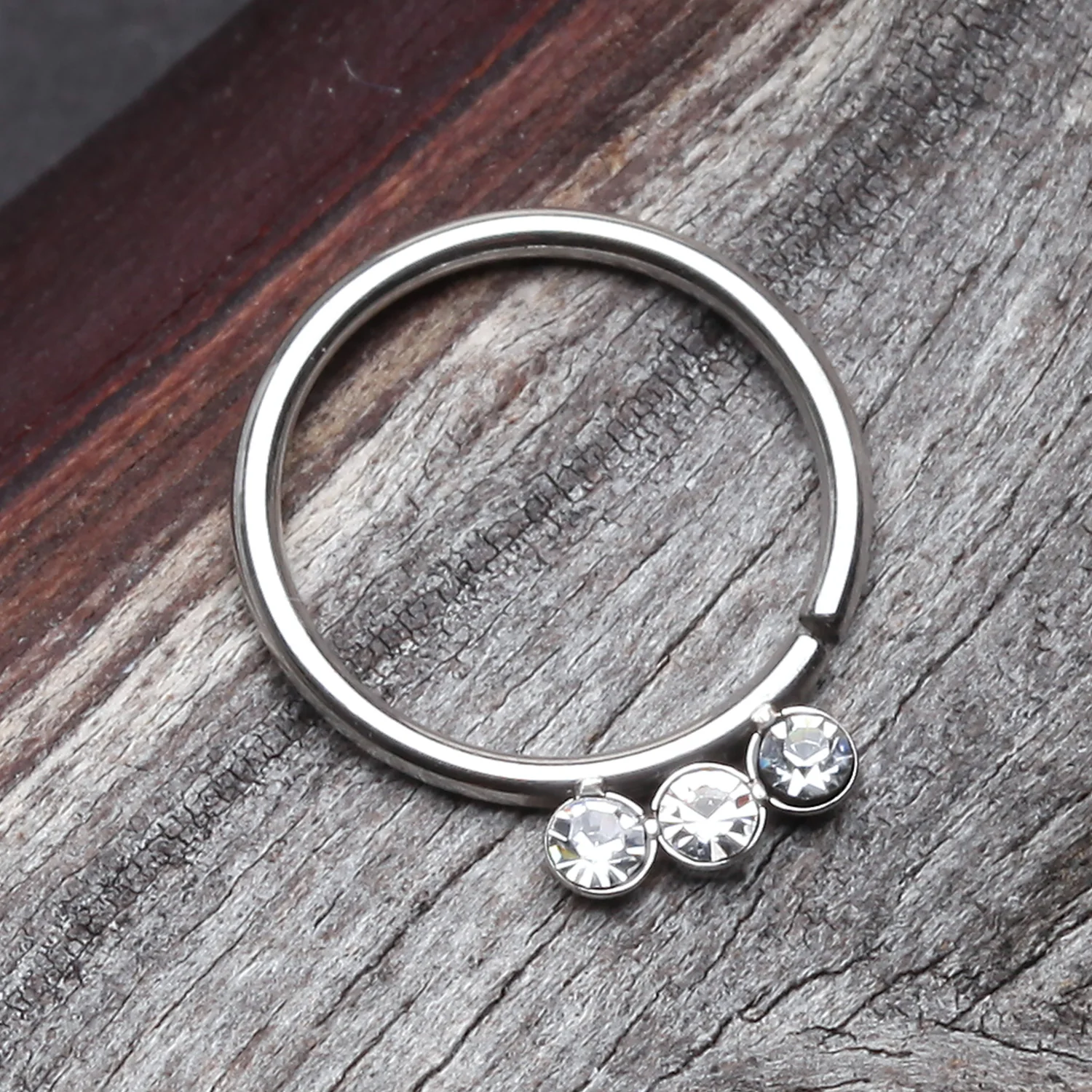 Triple Gem Sparkle Bendable Twist Hoop Ring - Image 2