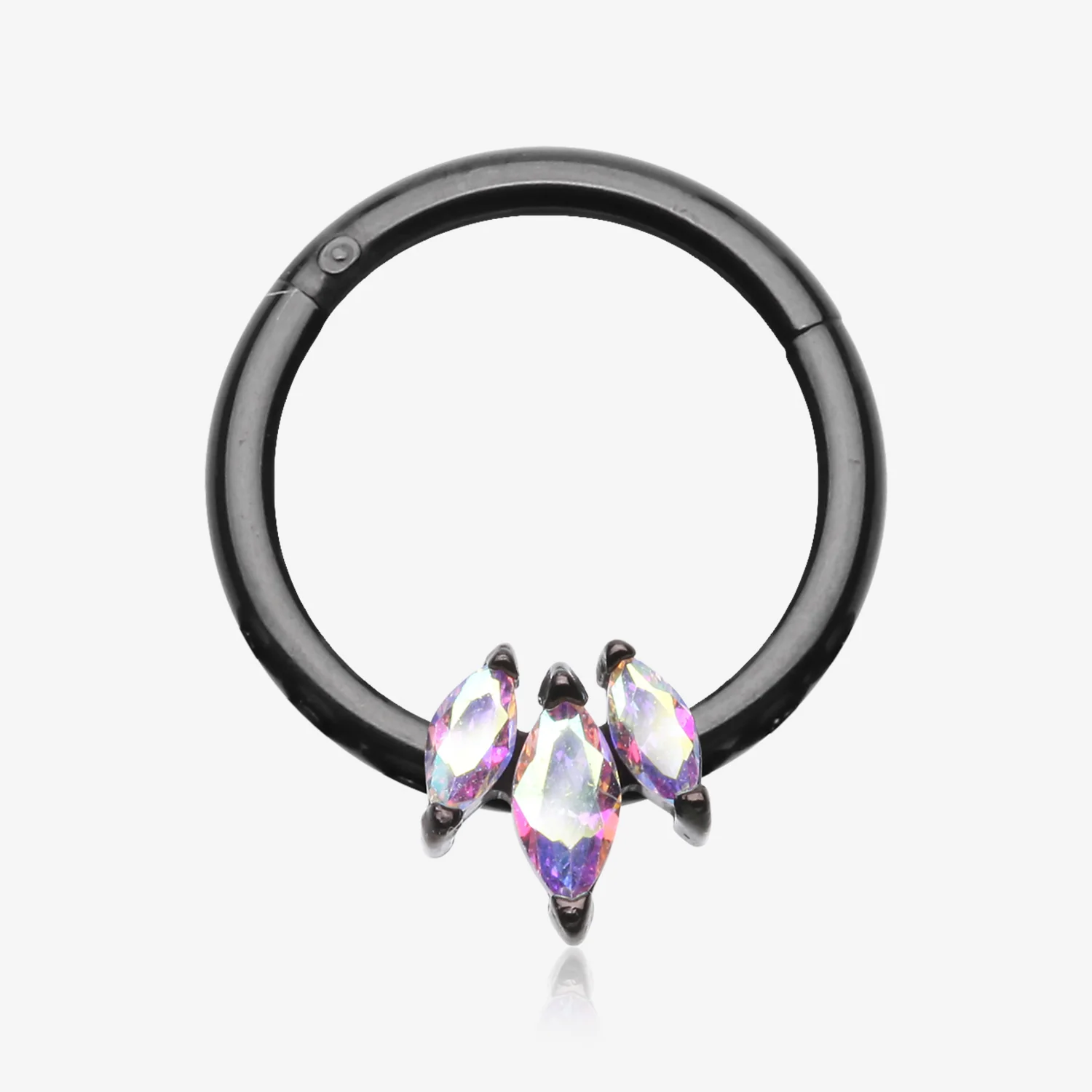 Triple Marquise Multi-Gem Sparkle Seamless Clicker Hoop Ring
