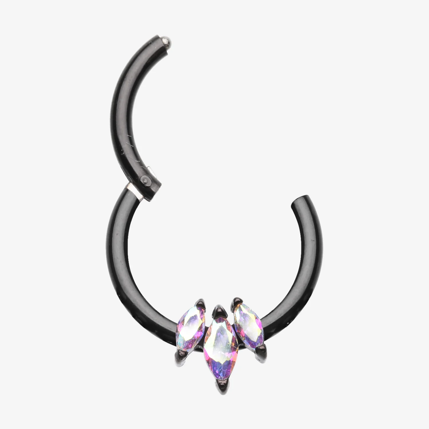 Triple Marquise Multi-Gem Sparkle Seamless Clicker Hoop Ring - Image 2