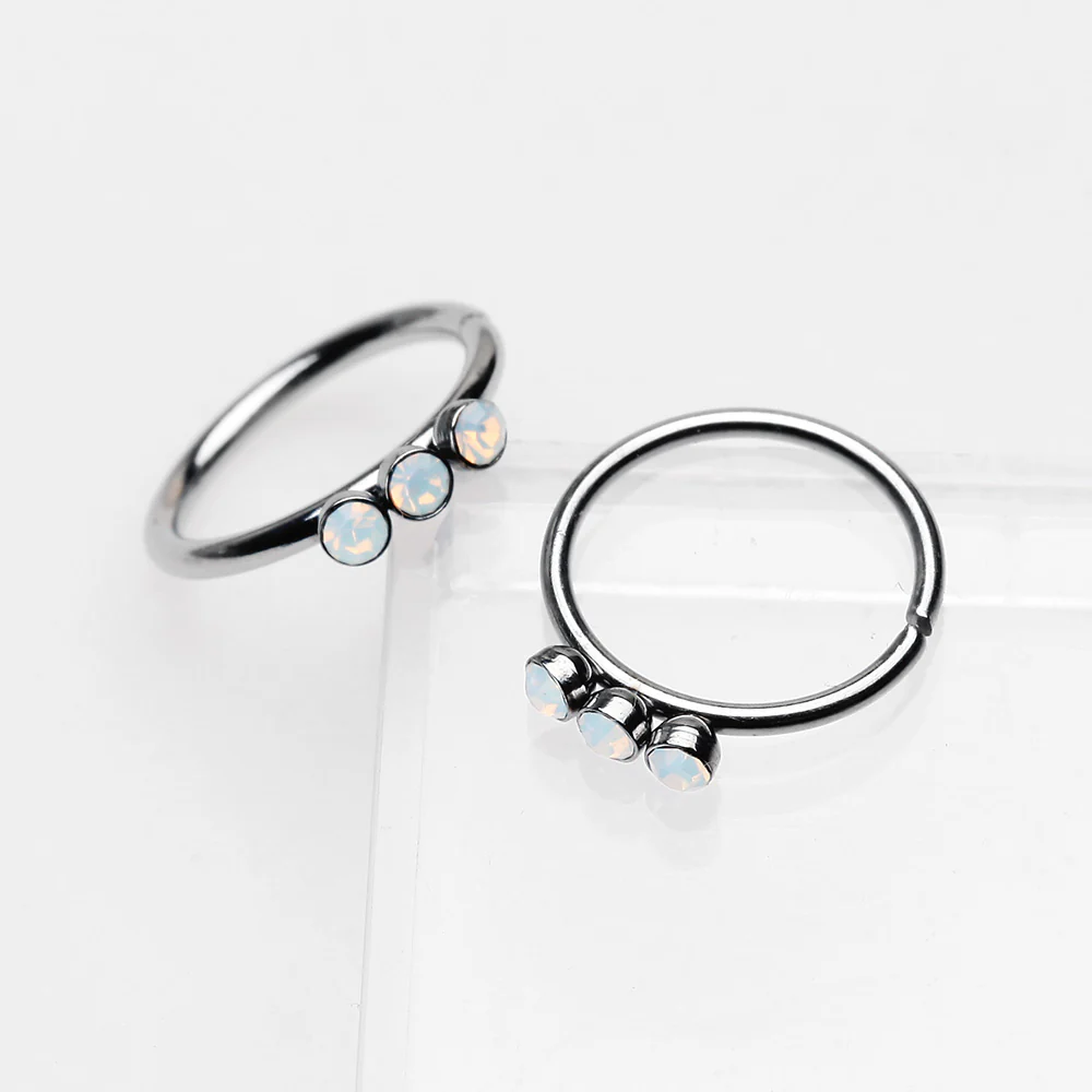 Triple Opalite Sparkle Bendable Twist Hoop Ring - Image 3