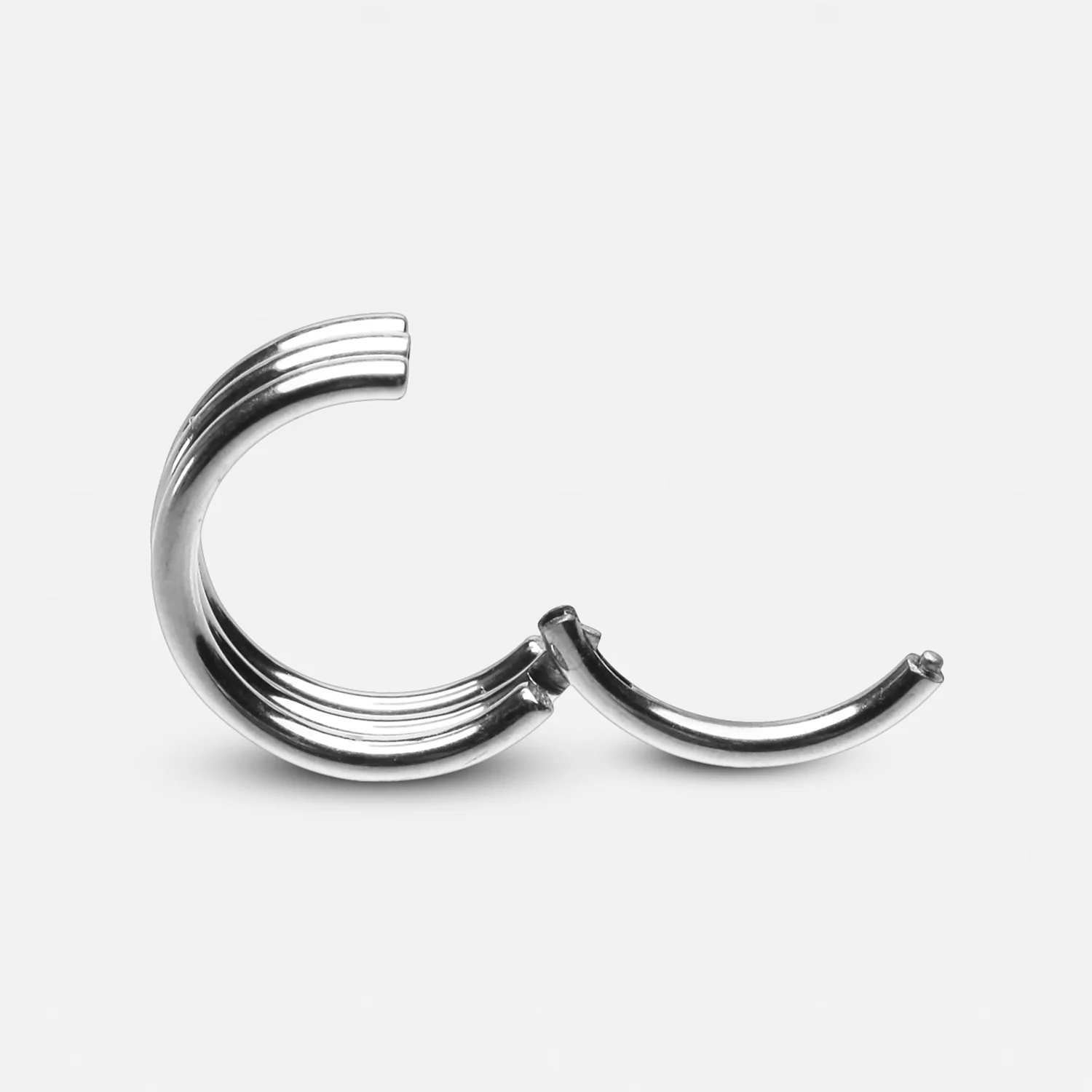 Triple Stack Hinged Steel Segment Clicker Ring - Image 2