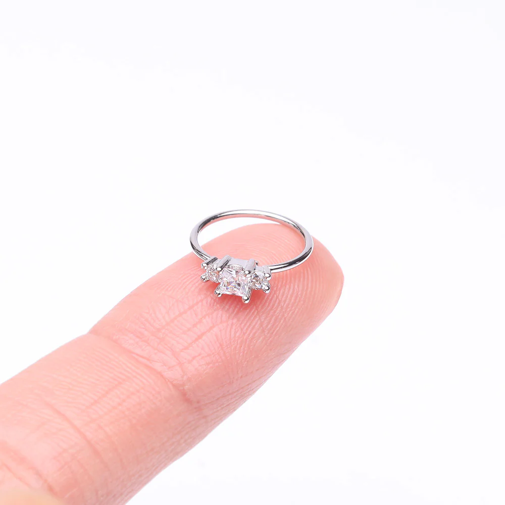 Triple Tiered Sparkle Multi-Gem Bendable Hoop Ring - Image 3