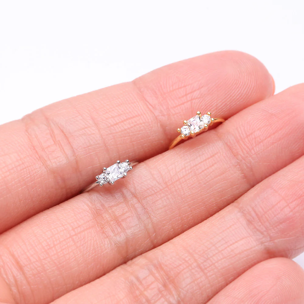 Triple Tiered Sparkle Multi-Gem Bendable Hoop Ring - Image 4