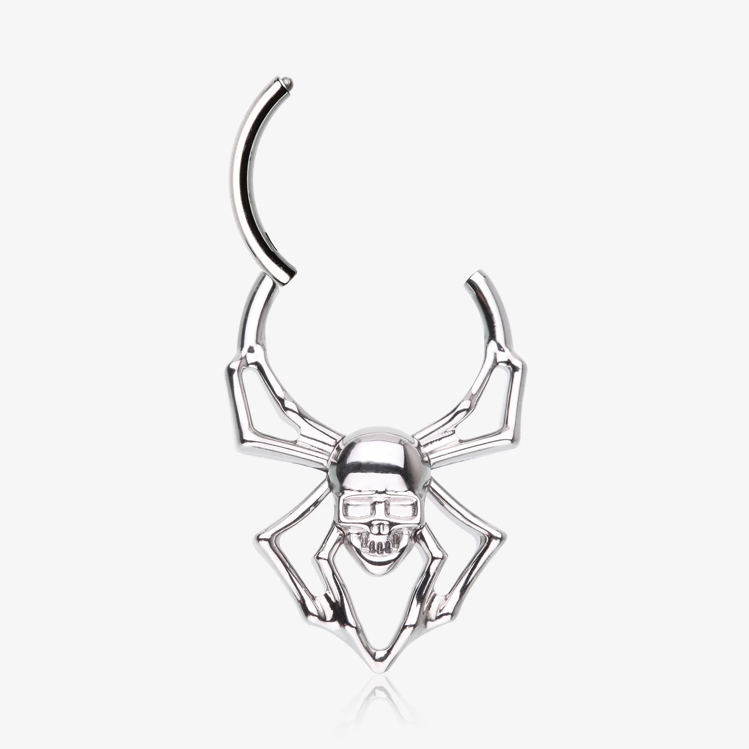 Venomous Skull Spider Steel Clicker Hoop Ring - Image 2