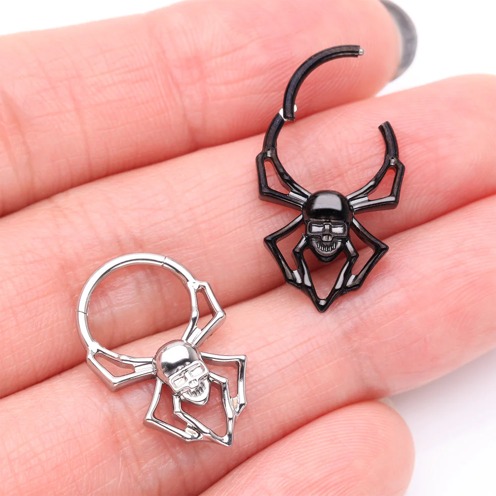 Venomous Skull Spider Steel Clicker Hoop Ring - Image 4