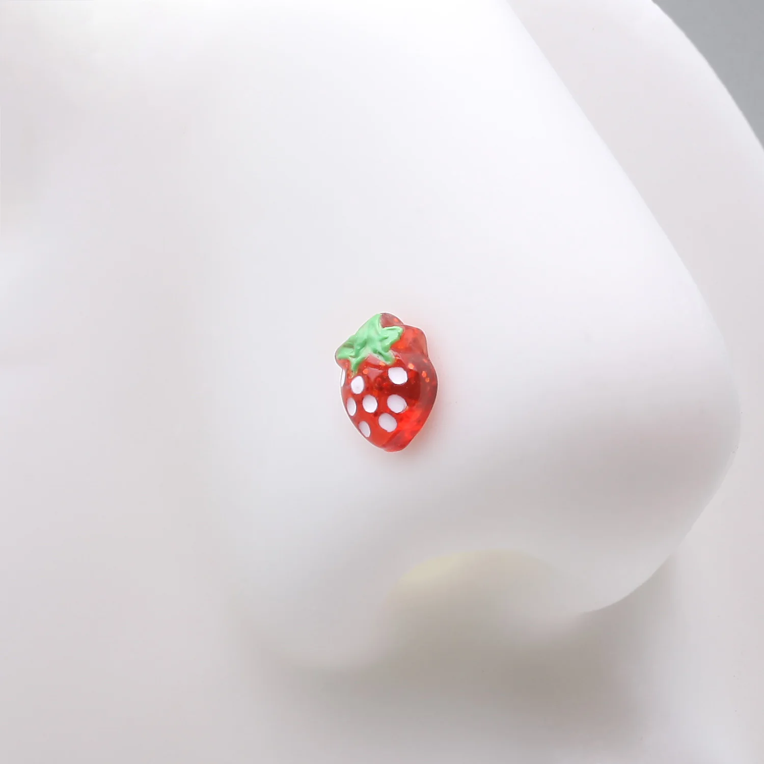Very Berry Red Strawberry L-Shaped Nose Ring - Image 2