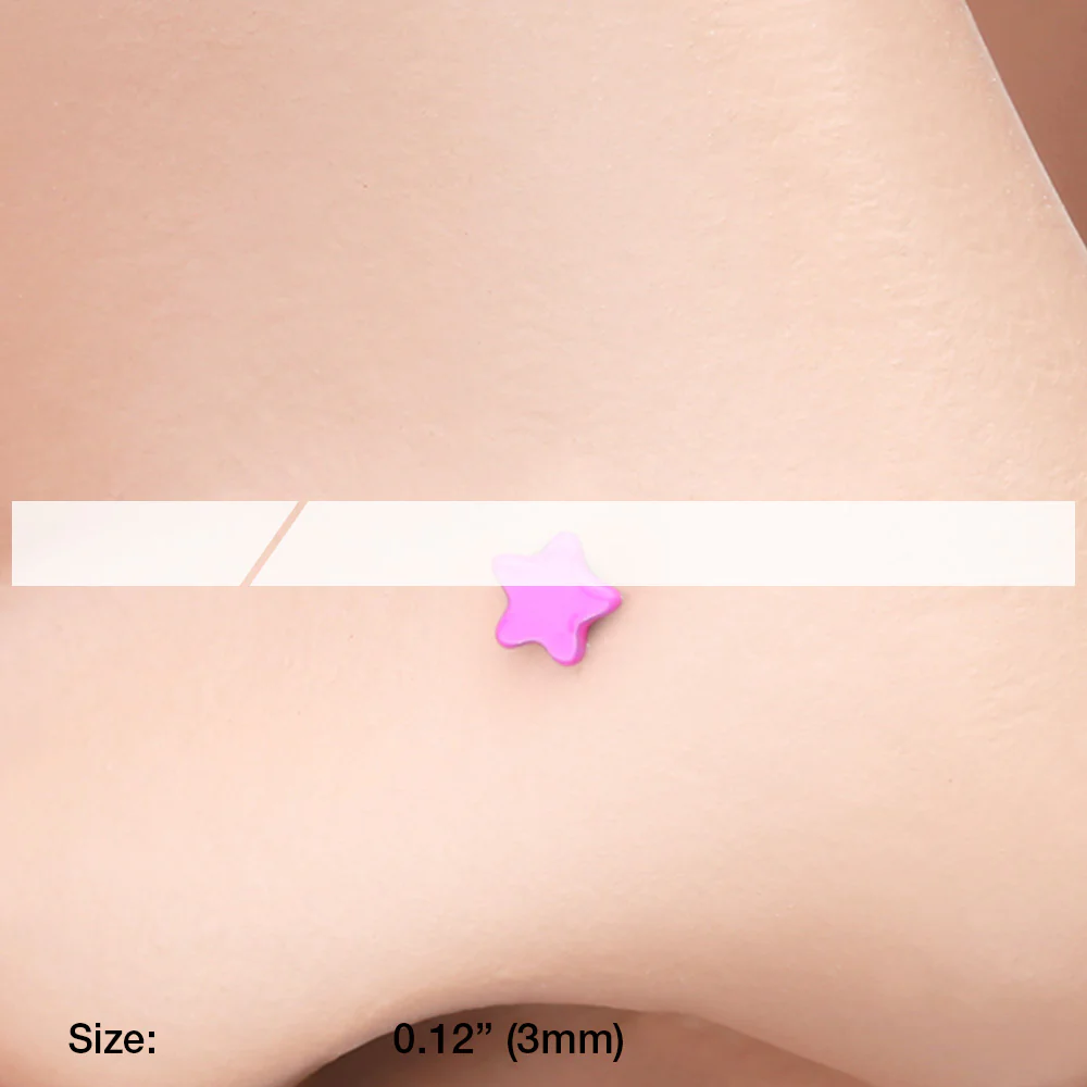 Vibrant Enamel Star L-Shaped Nose Ring - Image 3