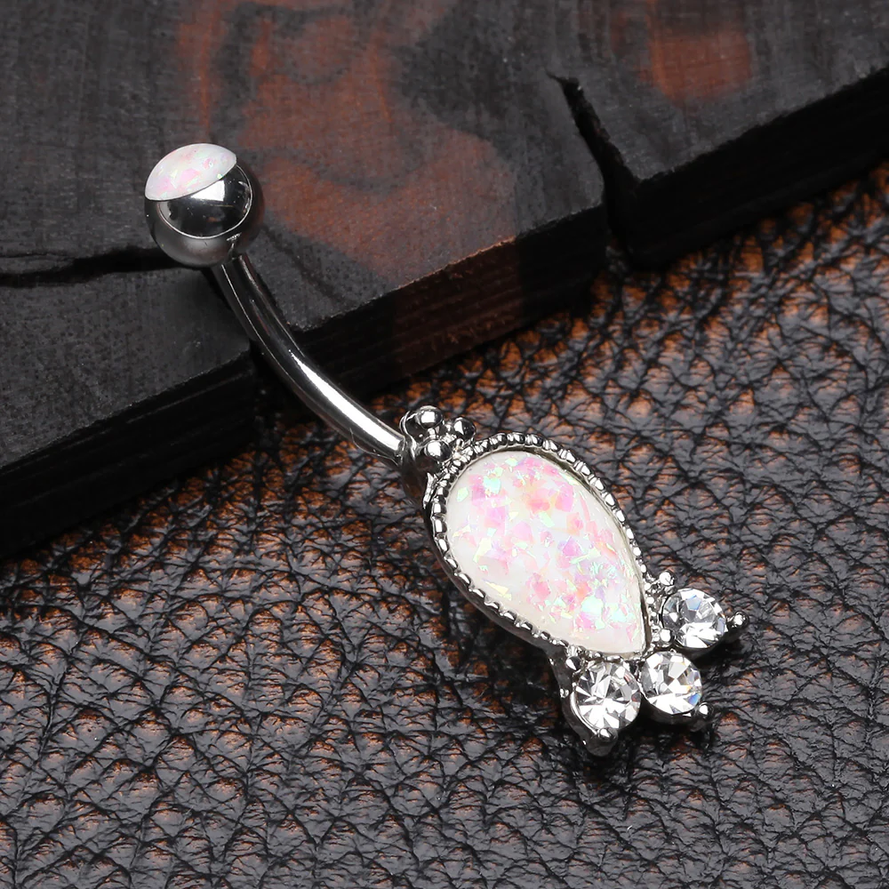 Victorian Adorn Opalescent Sparkle Belly Button Ring - Image 3