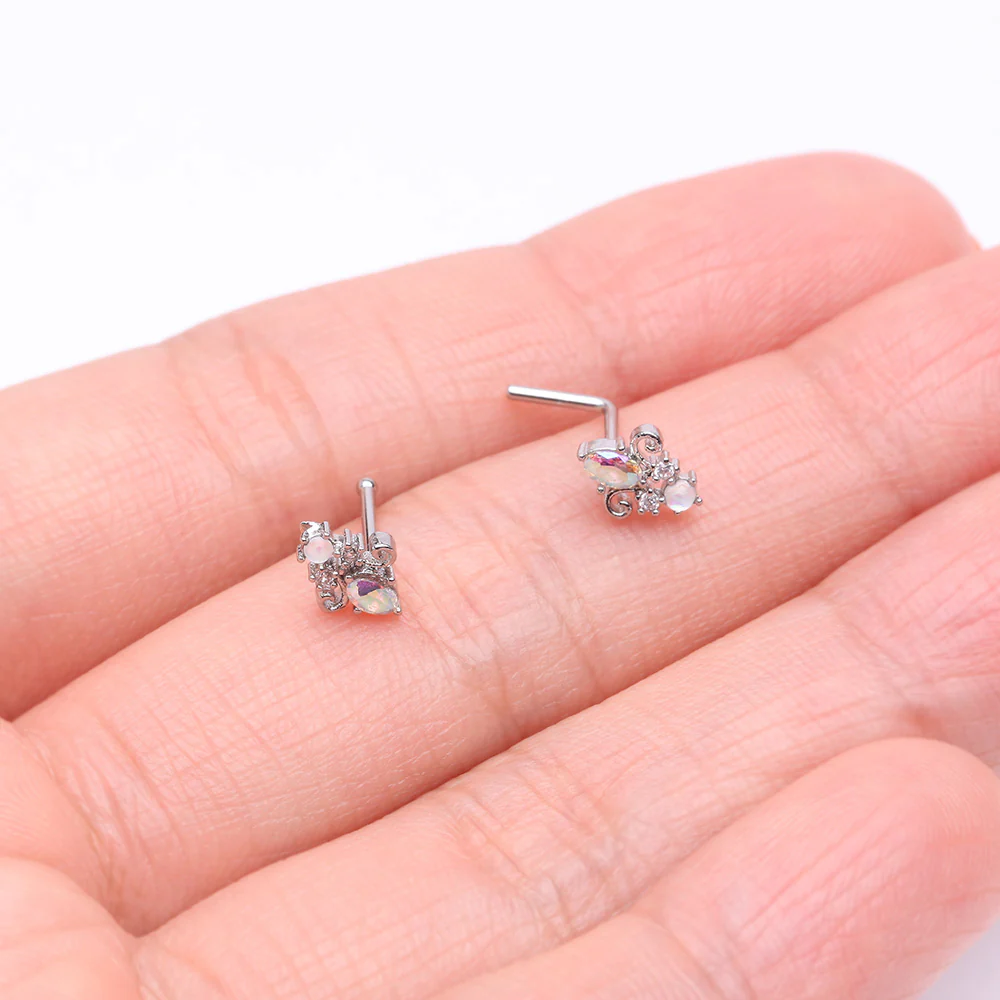 Victorian Filigree Aurora Sparkle Nose Stud Ring - Image 4