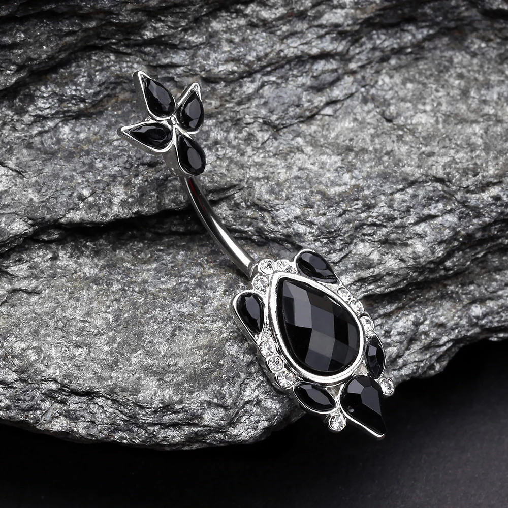 Victorian Onyx Sparkle Belly Button Ring - Image 3