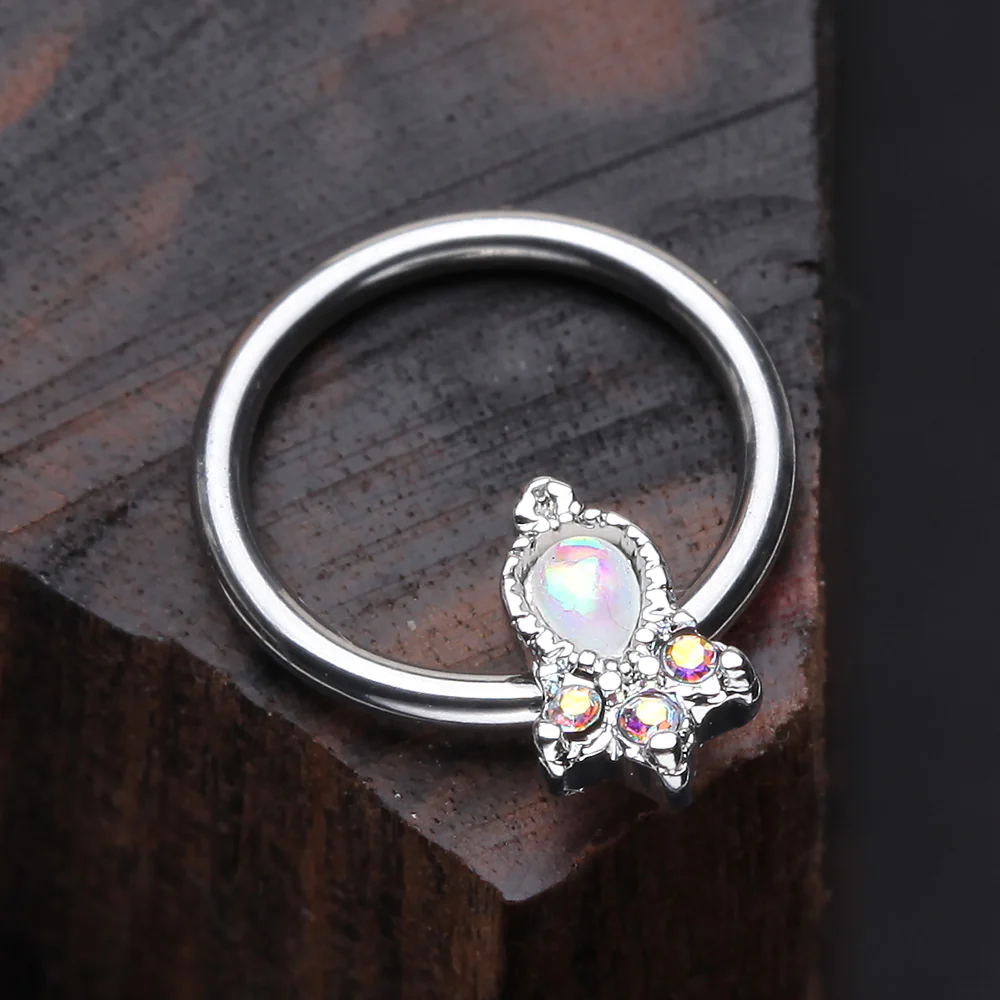 Victorian Opalescent Sparkle Captive Bead Ring - Image 3