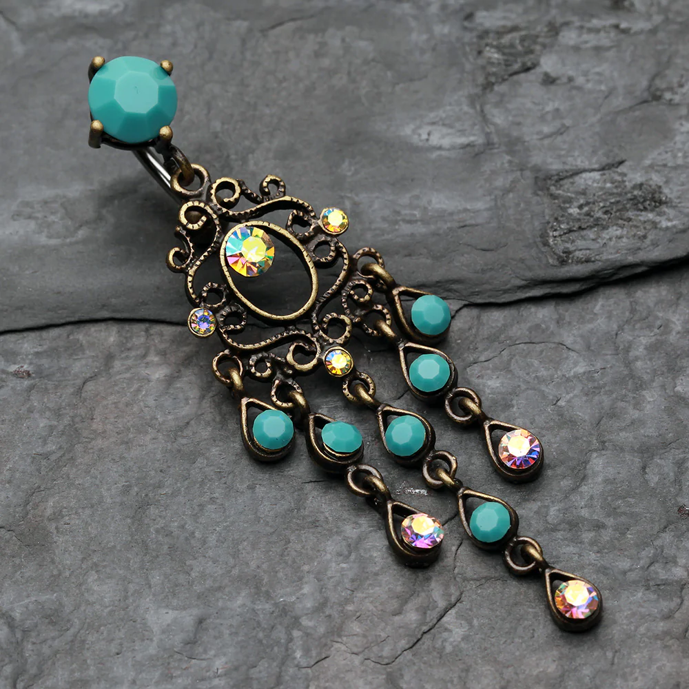 Vintage Boho Chandelier Reverse Belly Button Ring - Image 3