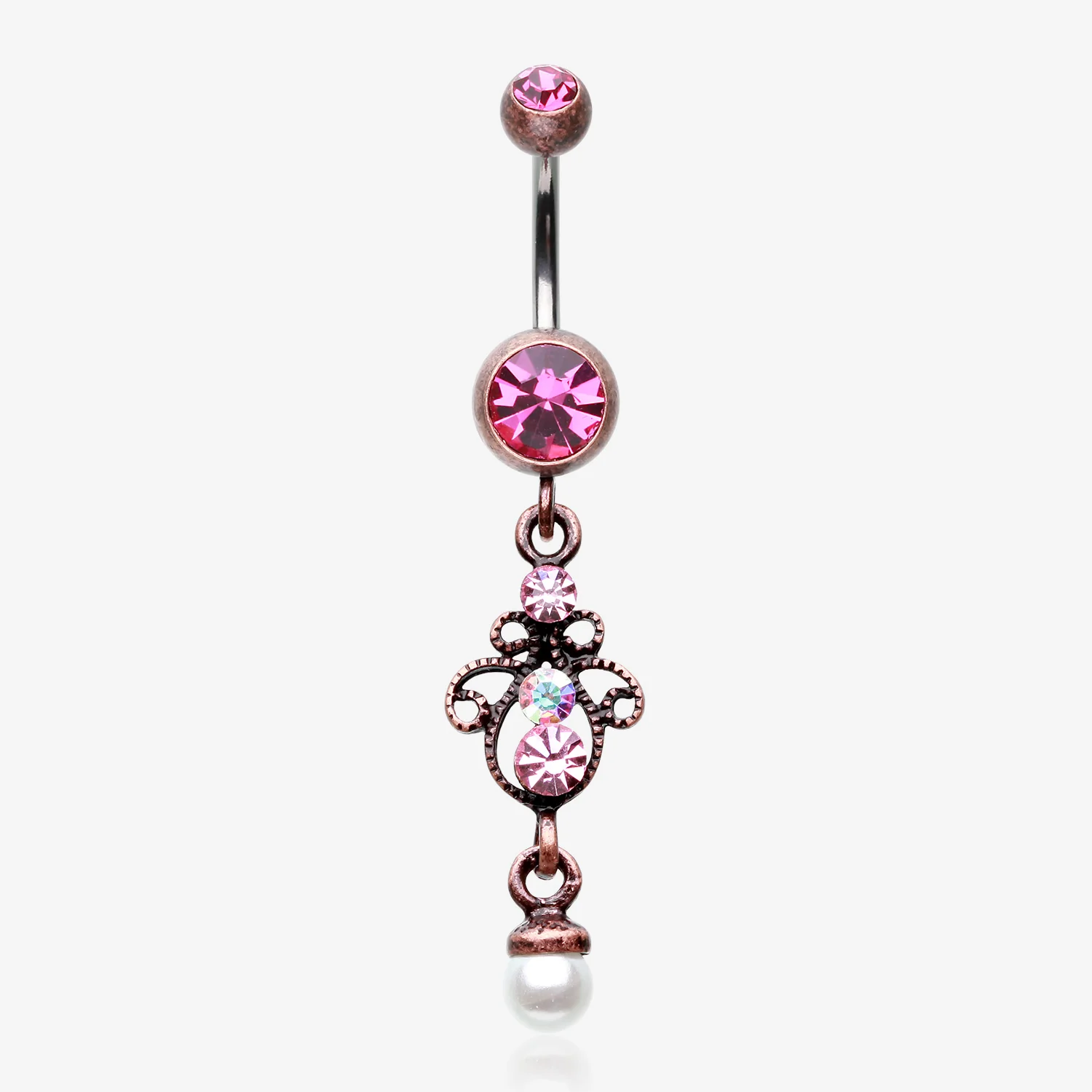 Vintage Boho Elegant Jeweled Pearl Belly Button Ring