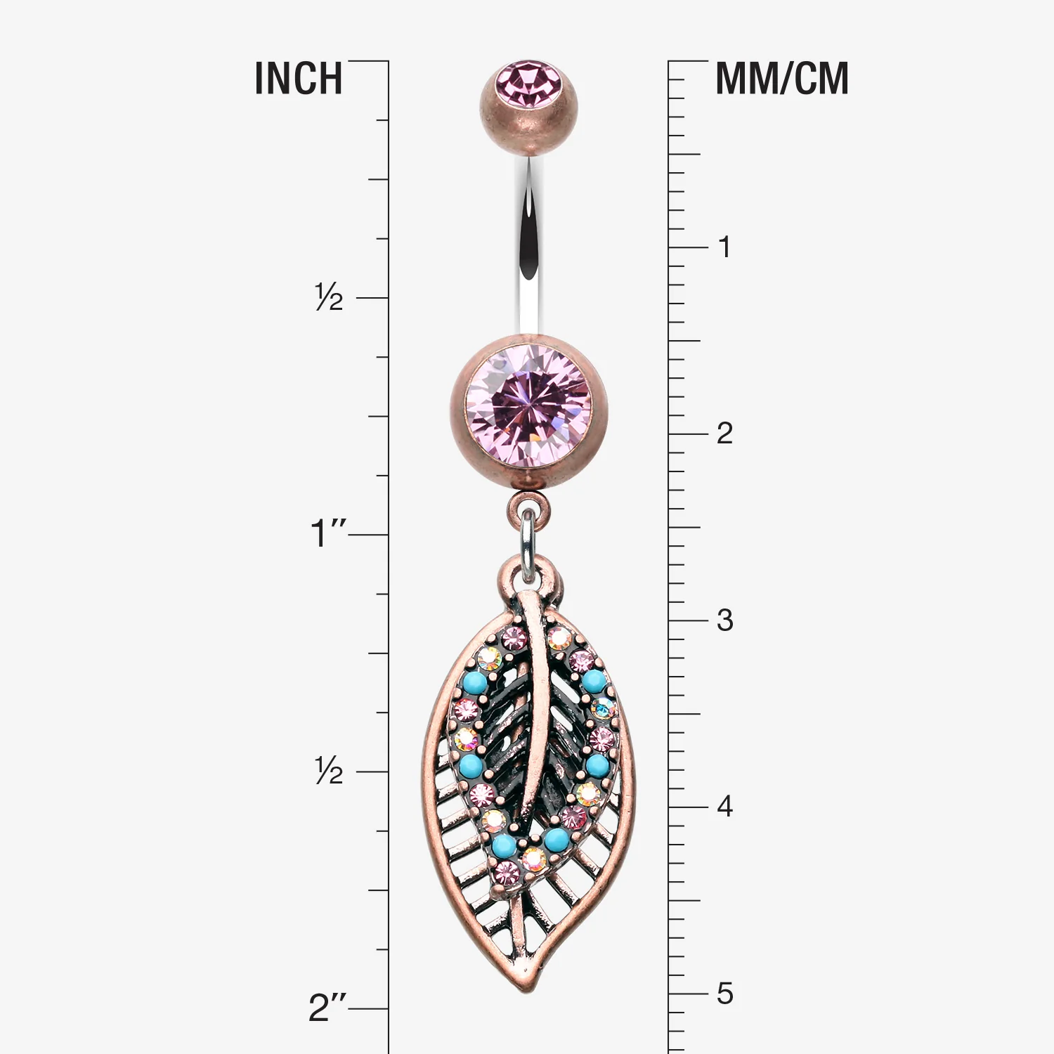 Vintage Boho Ornate Leaflets Belly Button Ring - Image 2