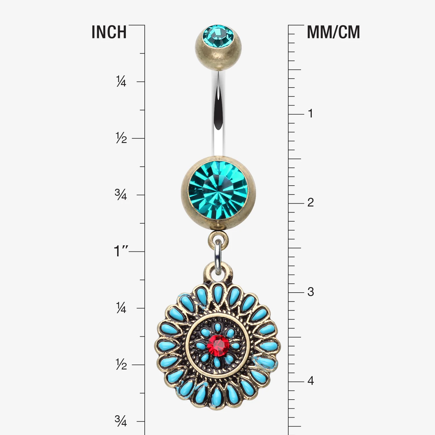 Vintage Boho Sahasrara Chakra Belly Button Ring - Image 2