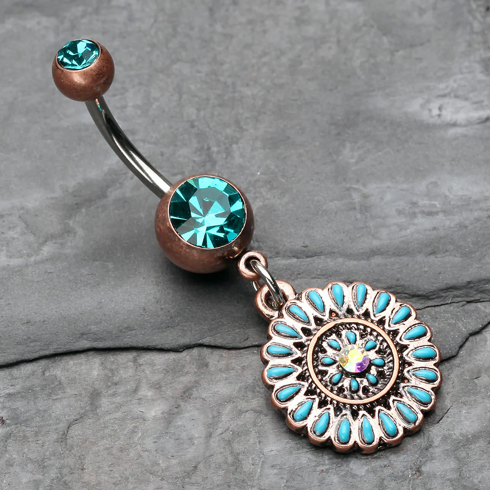 Vintage Boho Sahasrara Chakra Belly Button Ring - Image 3