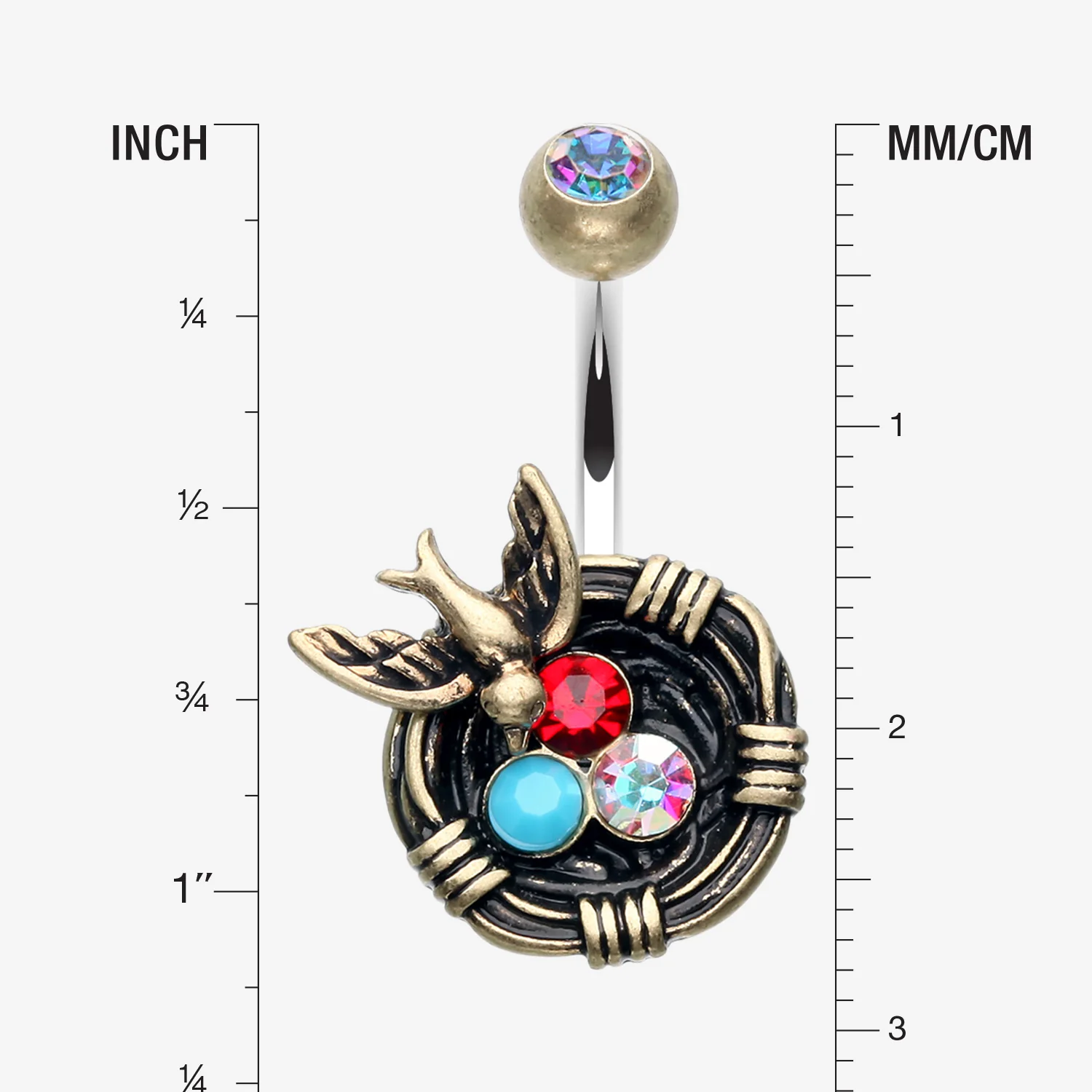 Vintage Boho Sparrow Birdnest Belly Button Ring - Image 2