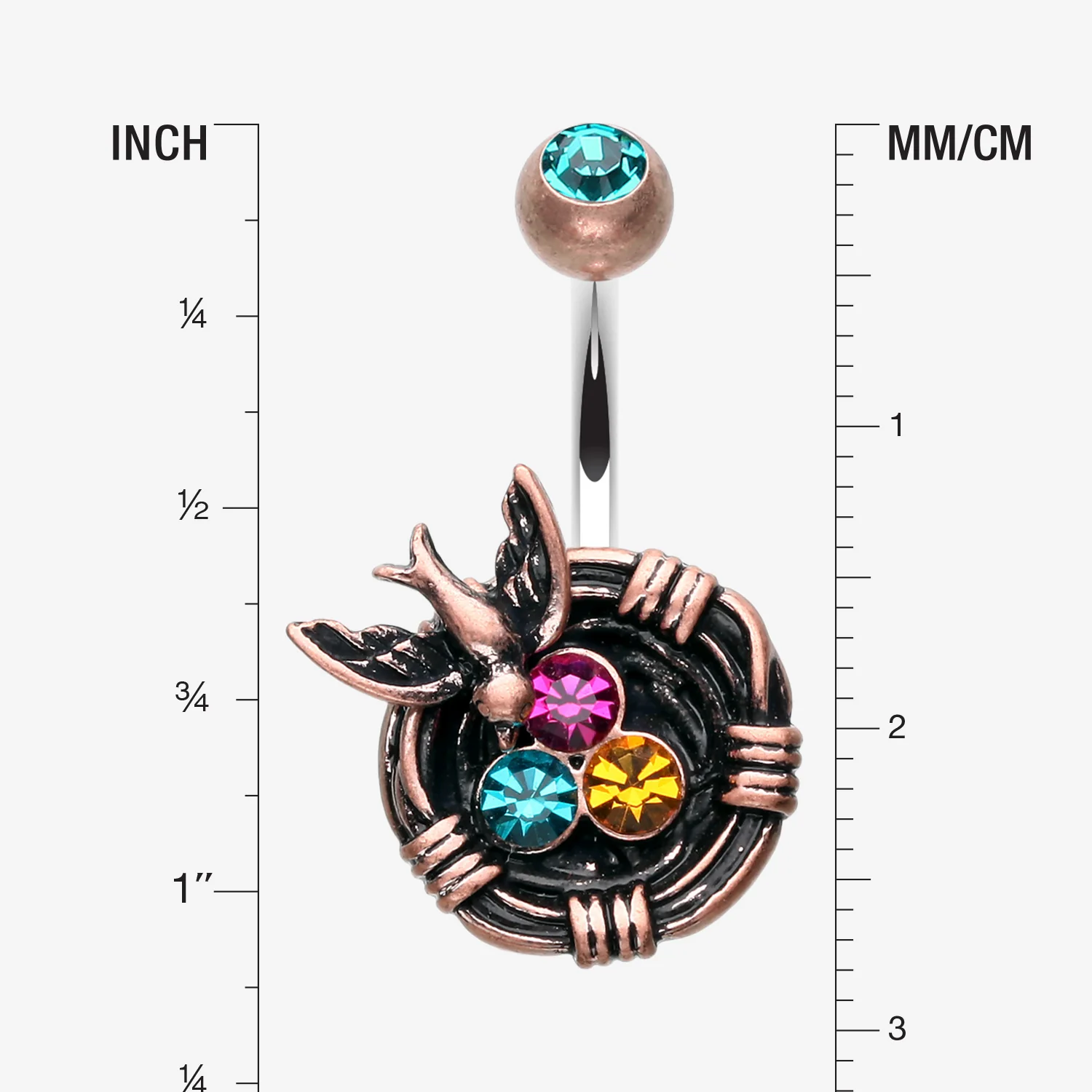 Vintage Boho Sparrow Birdnest Belly Button Ring - Image 2