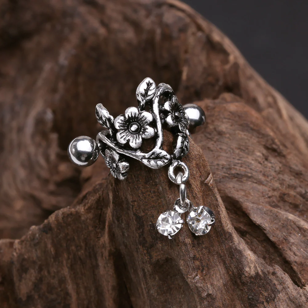 Vintage Flower Garden Sparkle Cartilage Cuff Earring - Image 3