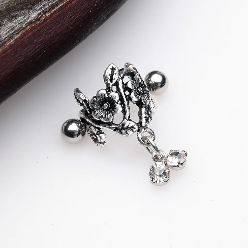Vintage Flower Garden Sparkle Cartilage Cuff Earring - Image 4