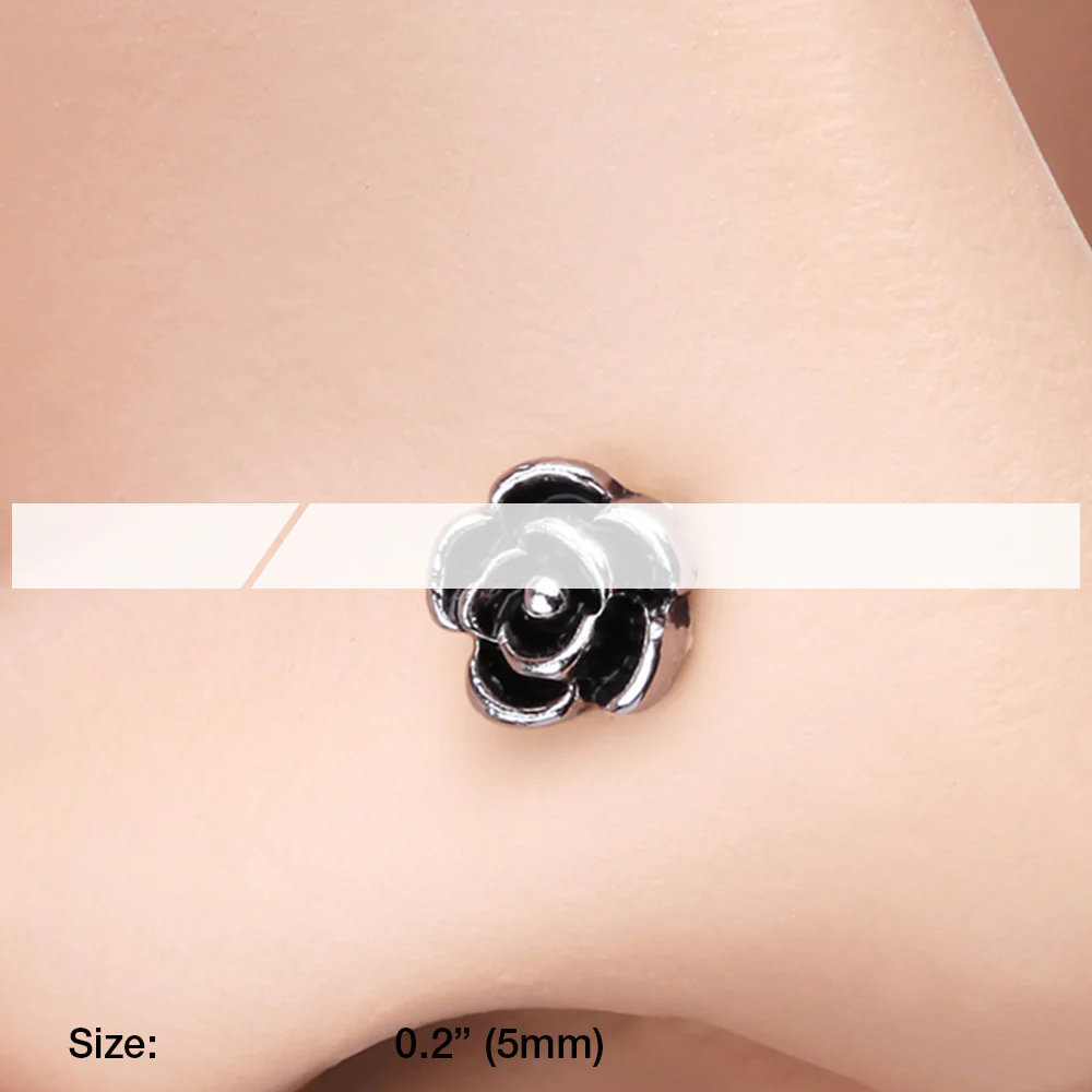 Vintage Rose Icon L-Shaped Nose Ring - Image 3