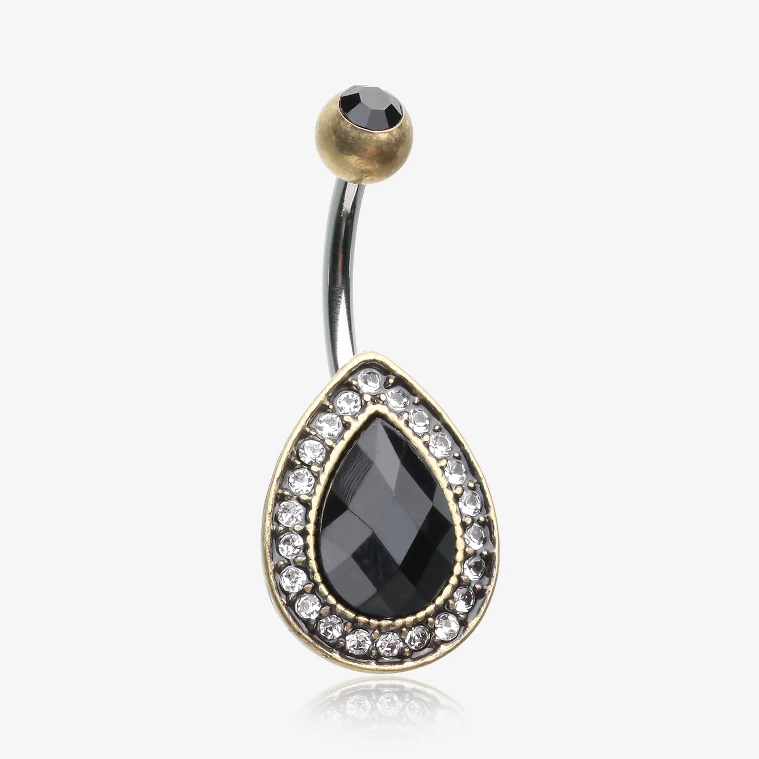 Vintage Rustica Onyx Sparkle Teardrop Belly Button Ring