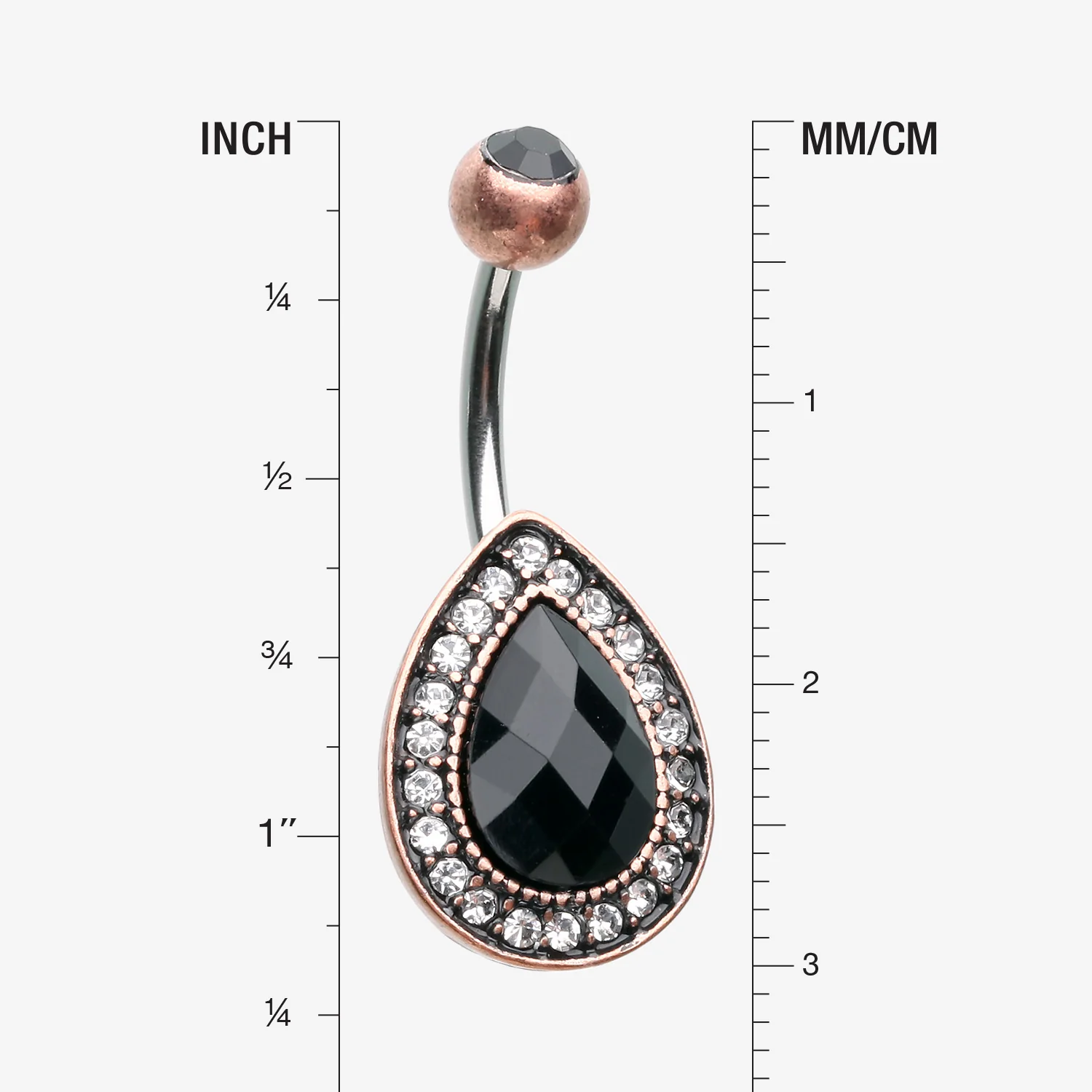 Vintage Rustica Onyx Sparkle Teardrop Belly Button Ring - Image 2