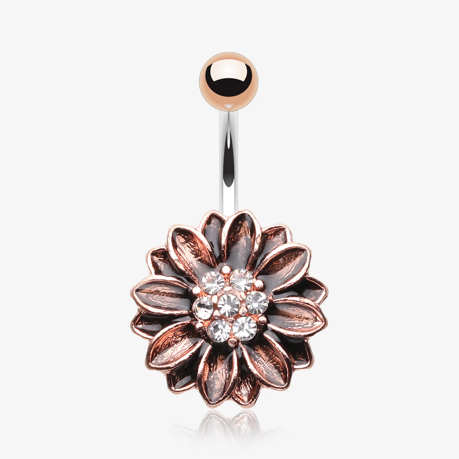 Vintage Rustica Sunflower Sparkle Belly Button Ring