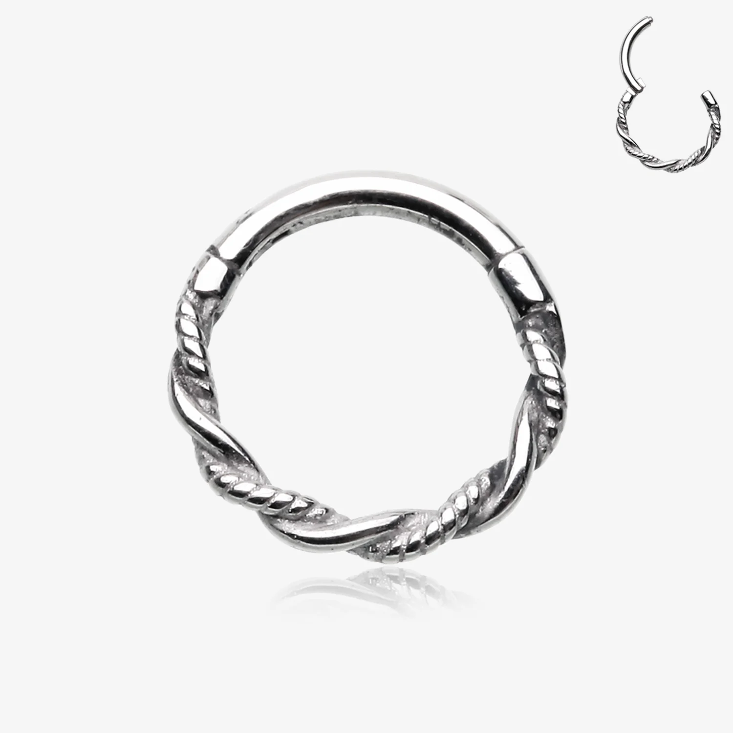 Vintage Twisted Rope Seamless Clicker Hoop Ring
