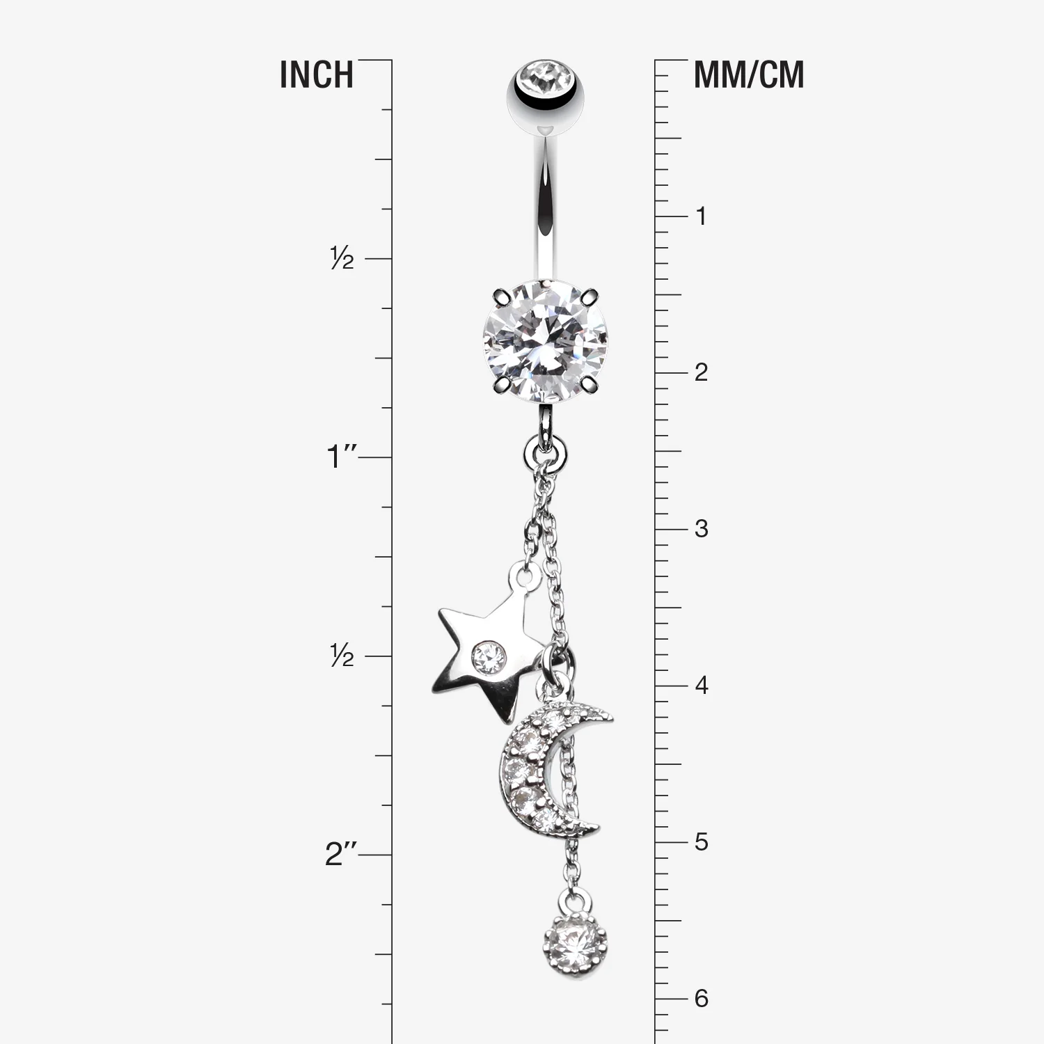 Wishing Star with Moon Belly Button Ring - Image 2